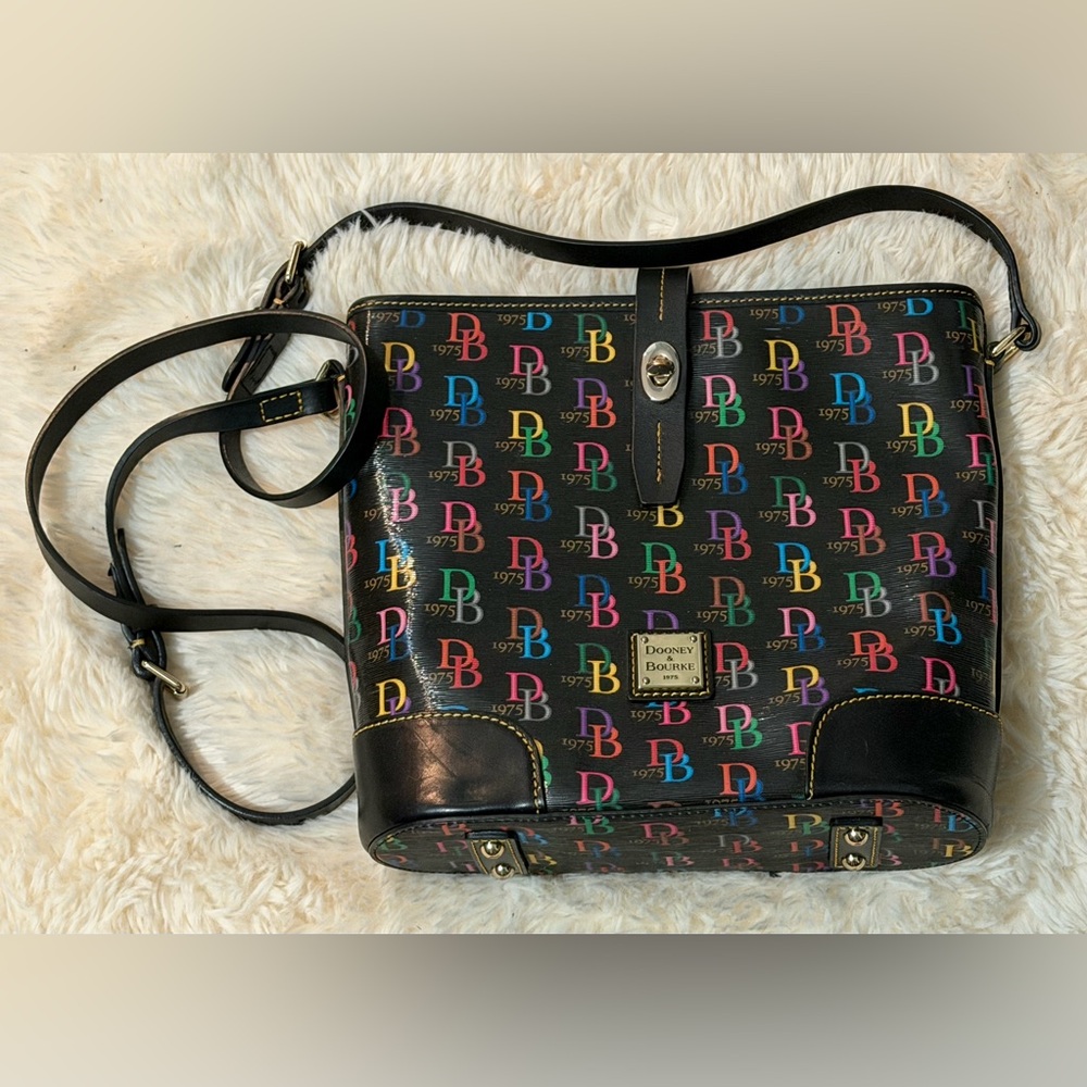 Dooney & Bourke Black Multicolor Logo Shoulder Bag